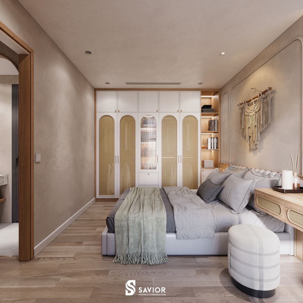 Phòng ngủ Master nhẹ nhàng, ấm cúng và tinh tế