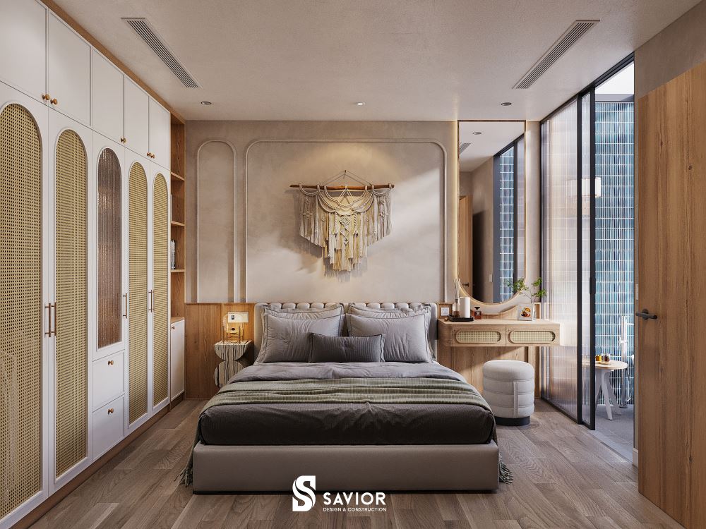 Nét mộc bình yên bên trong không gian nghỉ ngơi của gia chủ