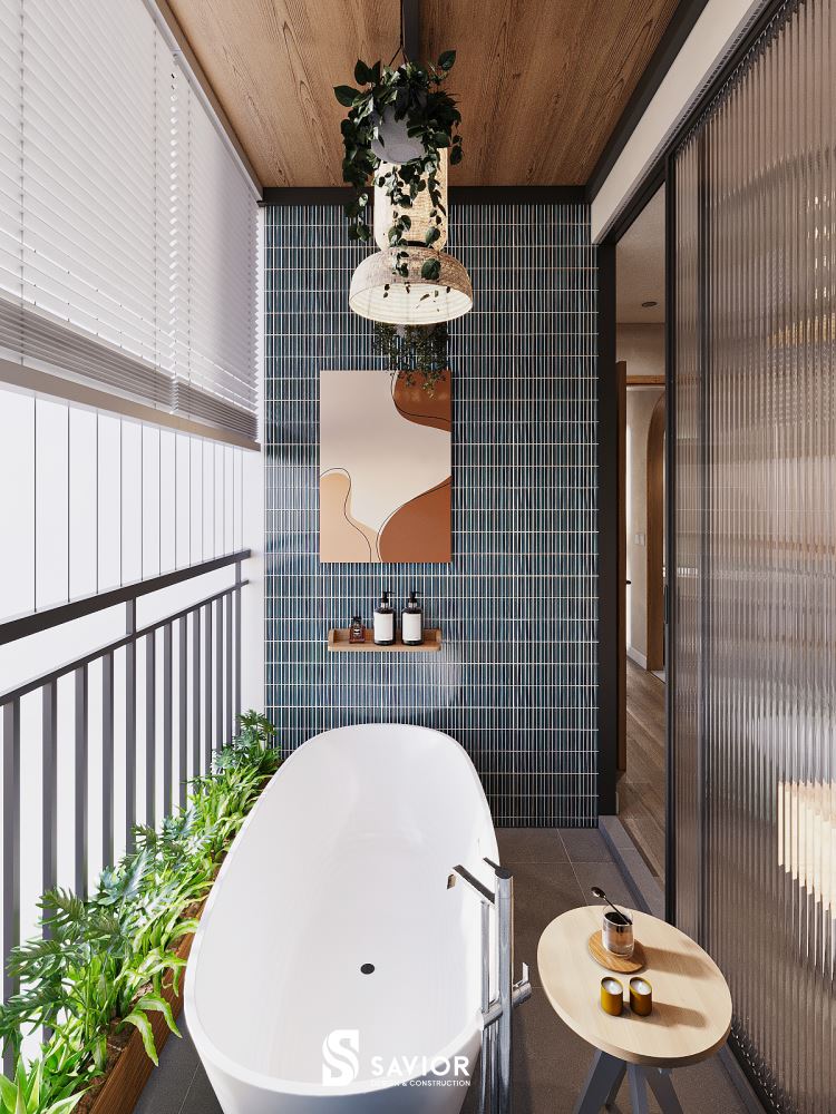 Điểm nhấn độc đáo - bồn tắm chill bên ngoài ban công