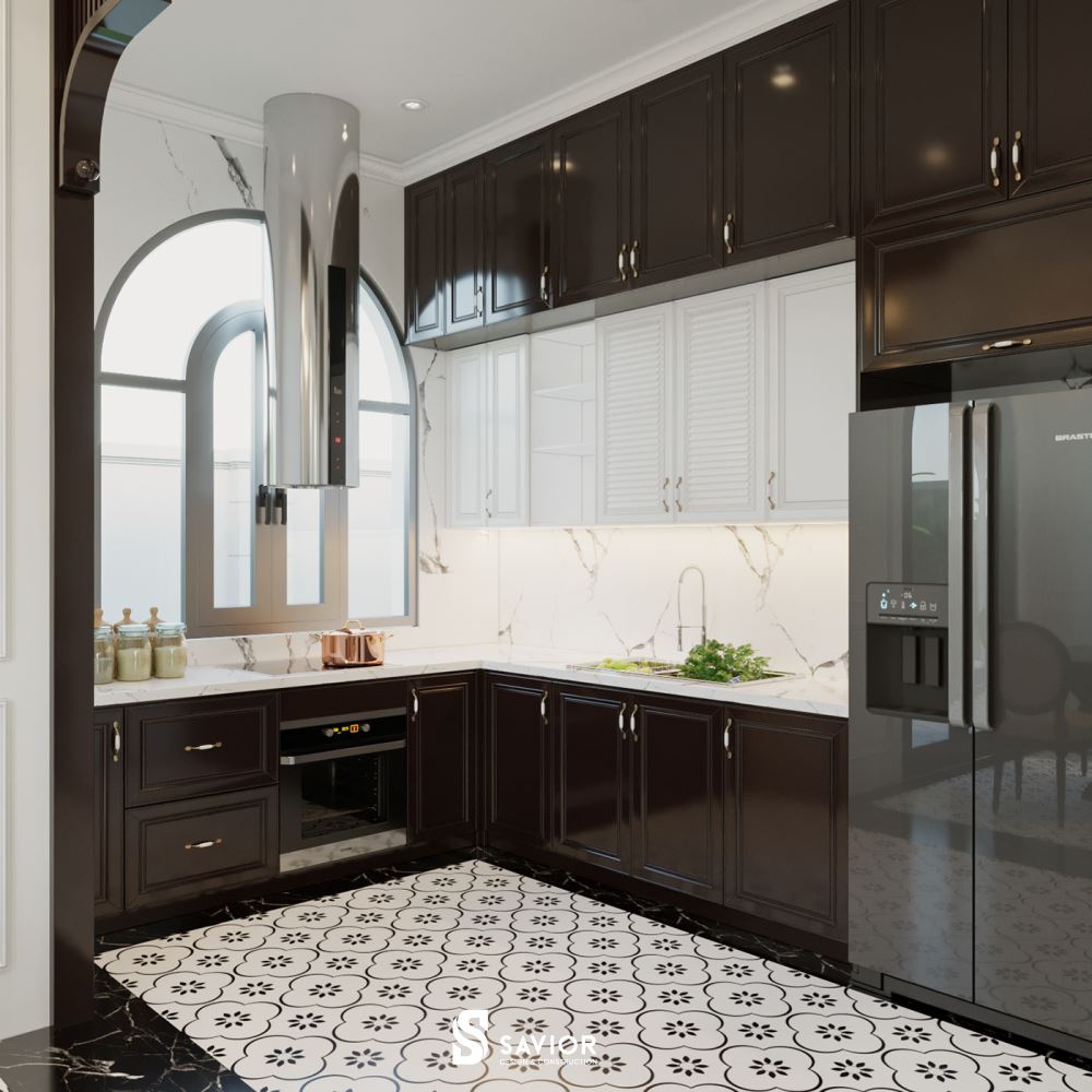 Phòng bếp vừa mang nét truyền thống vừa mang nét hiện đại