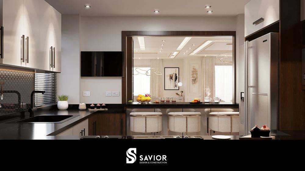 Nhà bếp thiết kế riêng biệt theo mong muốn của gia chủ vì nhu cầu sử dụng không quá lớn