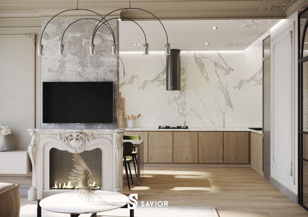 Tông màu trang nhã trắng, kem be mang đến không gian nhẹ nhàng và sang trọng cho căn hộ