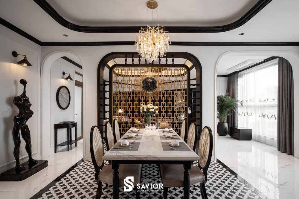 Mẫu thiết kế chung cư 3 phòng ngủ phong cách Đông Dương