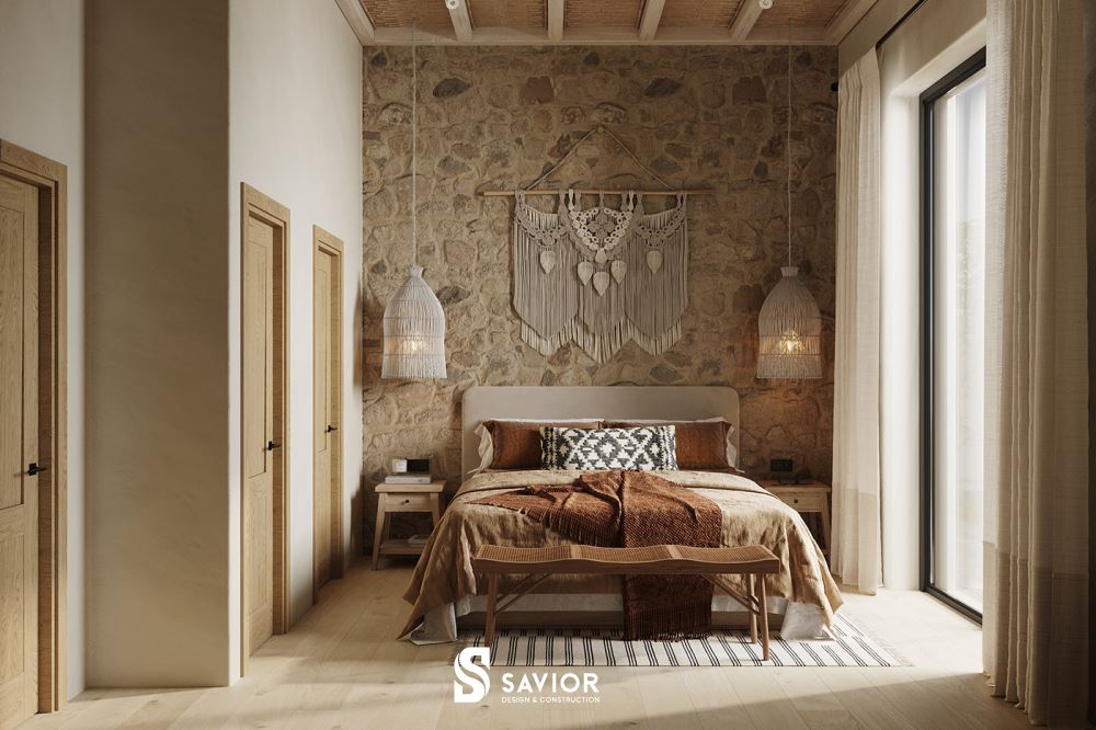 Phòng ngủ thứ 3 cũng có thiết kế tương tự, tạo nên tổng thể thống nhất