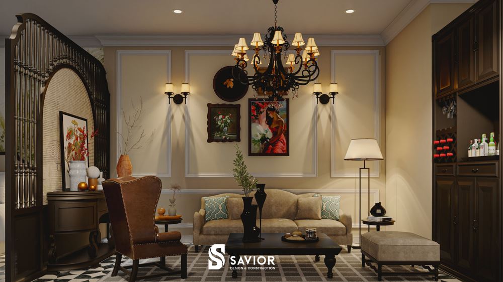 Những gam màu âm cúng, trầm ấm mang đến không gian truyền thống, ấm áp cho căn phòng