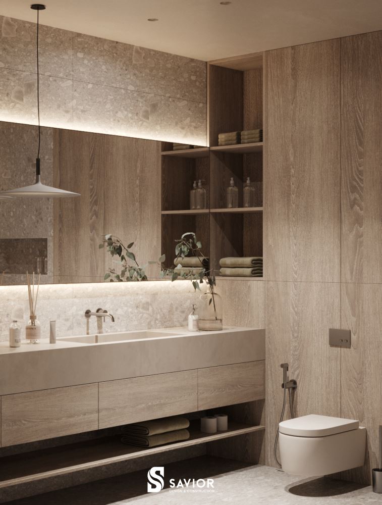 Không gian nhà tắm rộng rãi, tiện nghi