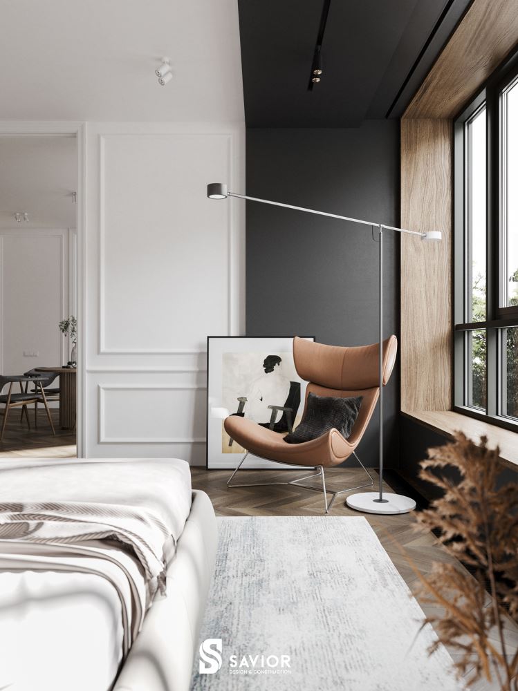 Ô cửa sổ lớn bên cạnh phòng ngủ tạo bầu không khí thoáng đãng