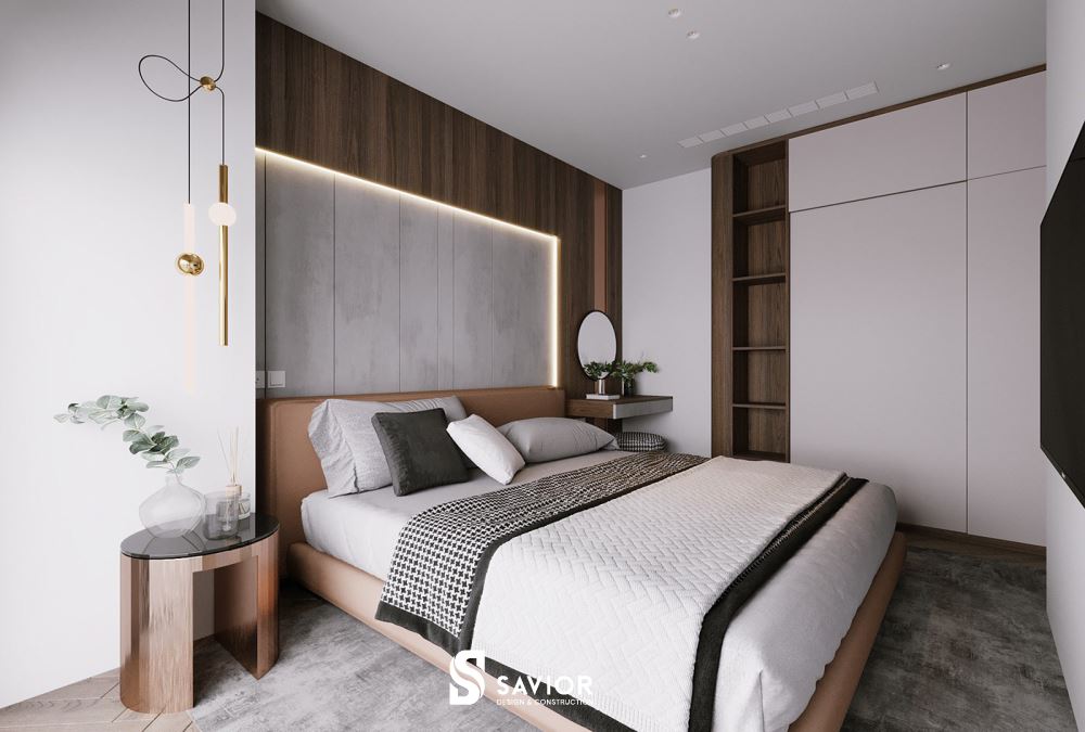 Phòng ngủ bài trí thoải mái, không gian tươi sáng