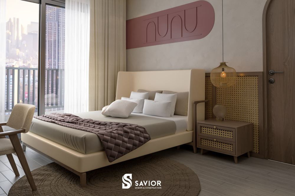 Phòng ngủ bài trí nhẹ nhàng, trang nhã