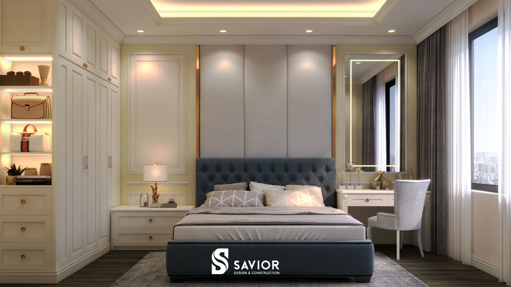 Phòng ngủ Master tân cổ điển vừa ấm cúng, vừa thanh lịch, tinh tế