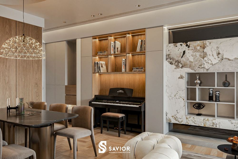 Không gian mở vẫn được lựa chọn cho căn hộ 70m2 tạo cảm giác thông thoáng