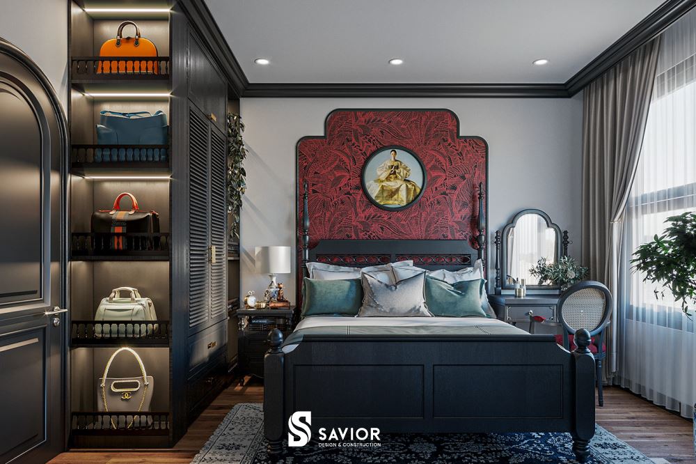 Phòng ngủ Master mang nét văn hóa dân gian đầy ấn tượng