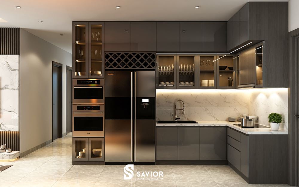 Phòng bếp tiện nghi, thoáng đãng với thiết kế mở