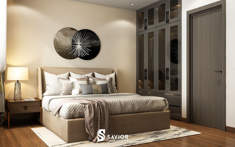 Phòng ngủ Master thiết kế nhẹ nhàng, tập trung vào công năng sử dụng