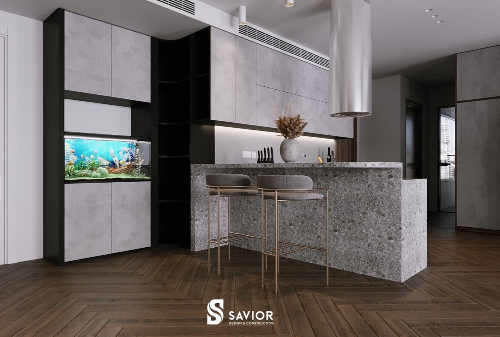 Bề mặt nhẵn bóng của nội thất mang đến nét đẹp hiện đại, tươi trẻ