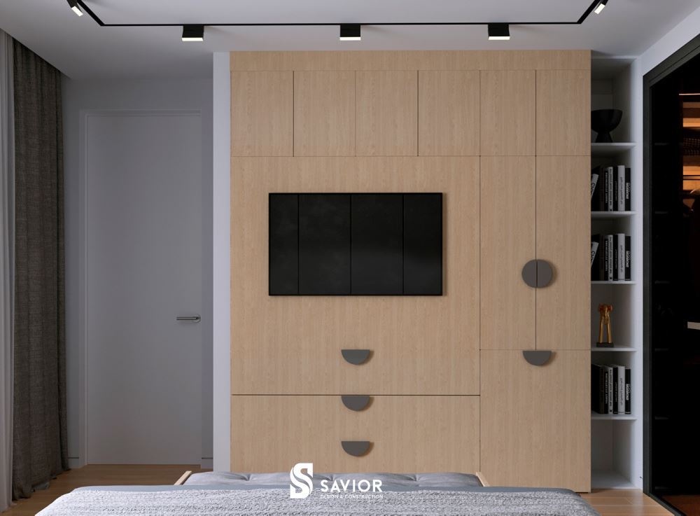 Kệ tivi được tinh giản, tivi treo tường tối ưu không gian