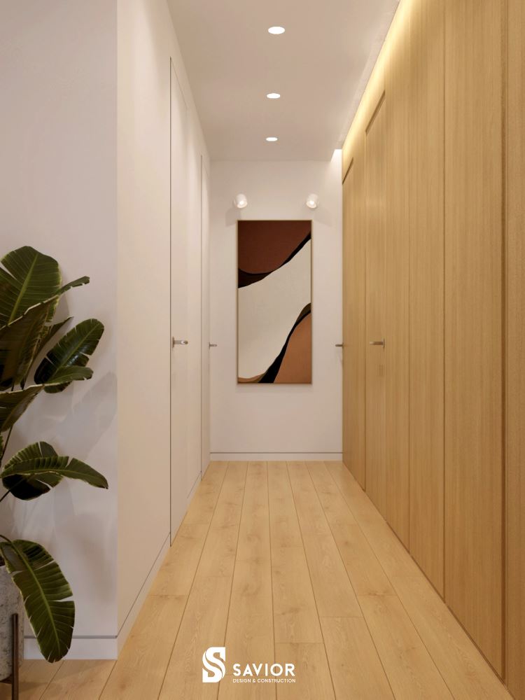 Các lối đi trong căn hộ thoáng đãng, tránh cảm giác bí bách