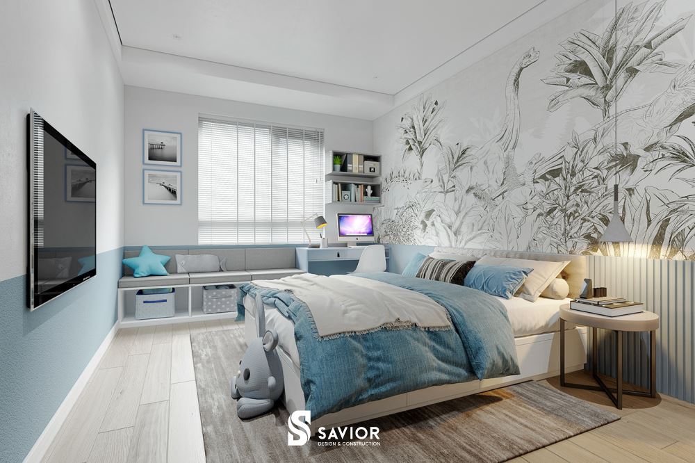 Căn hộ với tông màu trắng - xanh nhẹ nhàng và tinh tế