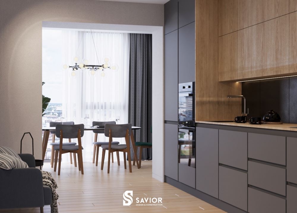 Phòng bếp thiết kế mở, tạo sự thuận tiện và rộng rãi hơn