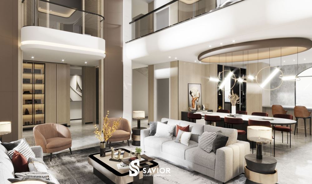 Bố trí nội thất 2 tầng cao rộng, thoáng đãng