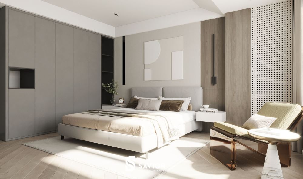 Tông màu trắng nhẹ nhàng tạo nên sự thoải mái cho phòng ngủ