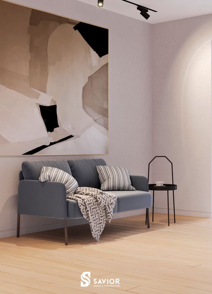 Nội thất trong căn hộ đều có hình dáng thanh mảnh, chân cao