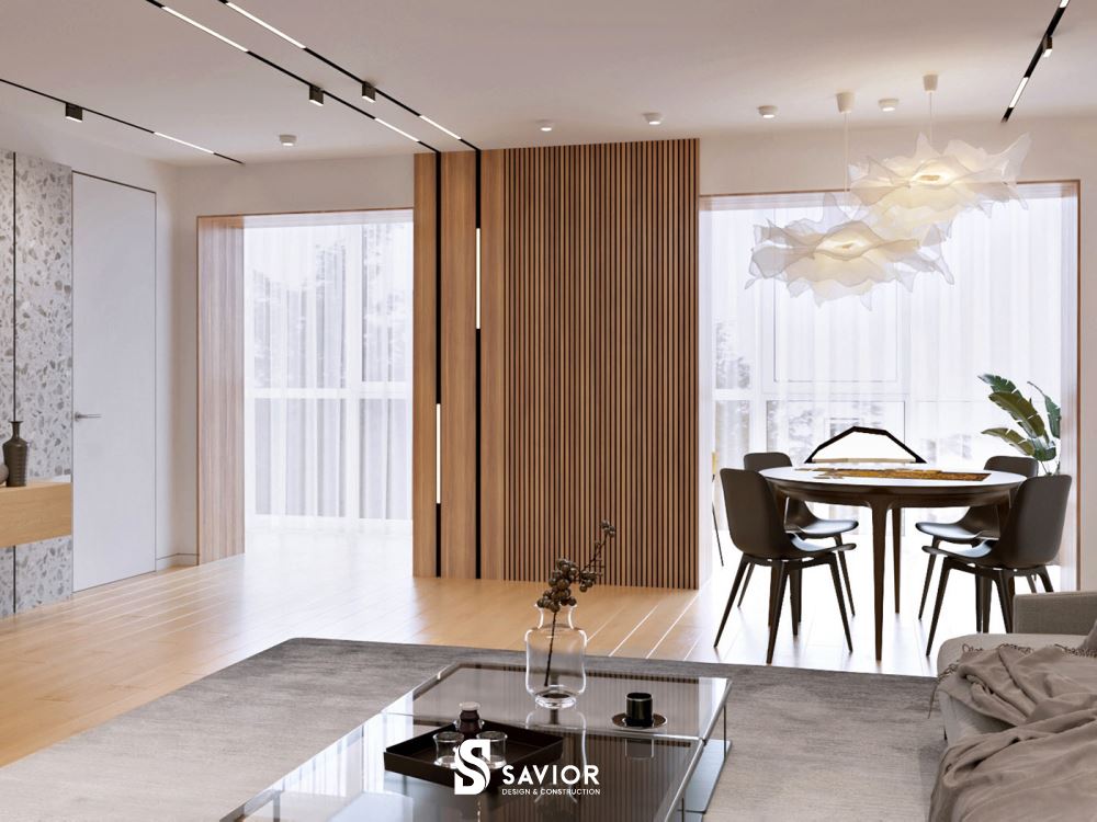 Tông màu nâu tự nhiên - trắng kem làm chủ đạo cho căn hộ