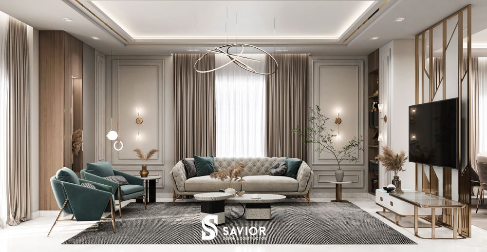 Mẫu thiết kế nội thất chung cư tân cổ điển 250m2