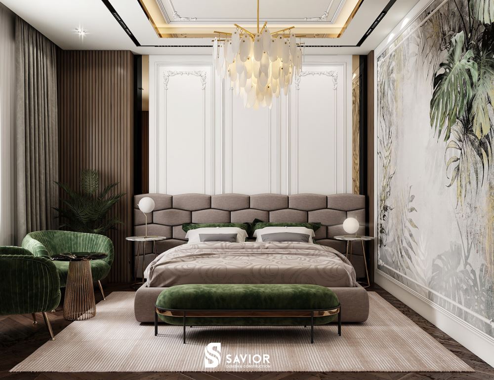 Phòng ngủ tân cổ điển với những chi tiết trang trí cầu kỳ