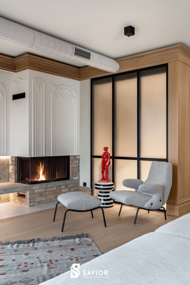 Lò sưởi cũng là một chi tiết đặc trưng thường thấy trong nội thất tân cổ điển