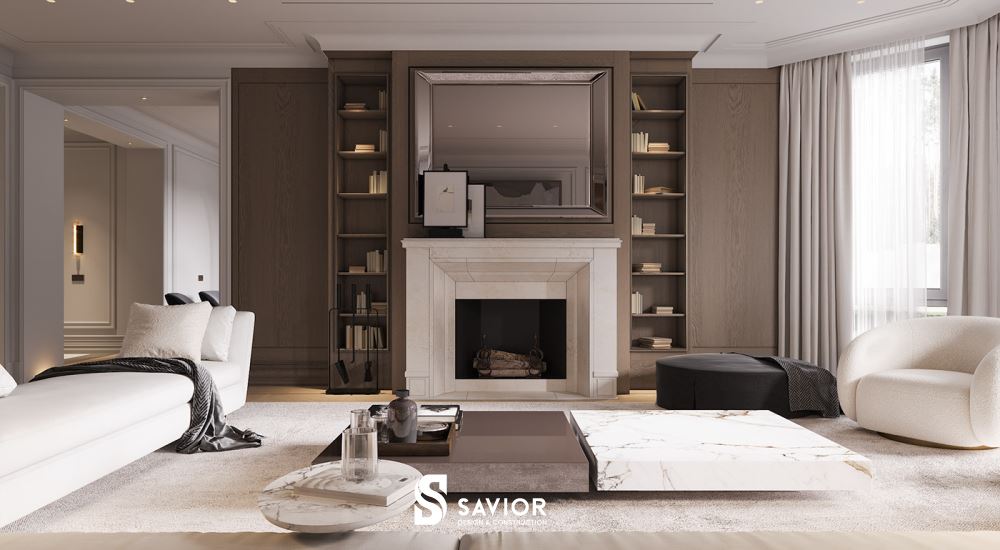 Lò sưởi là một đặc trưng thường thấy trong phong cách tân cổ điển