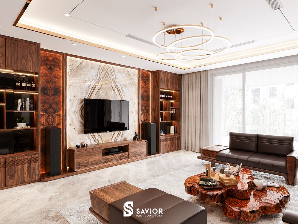 Chất liệu gỗ óc chó cao cấp, mang đến không gian sống lý tưởng cho gia chủ