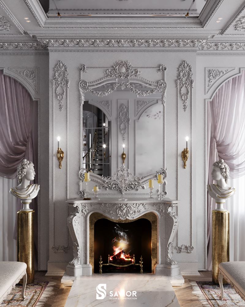 Hoa văn trên tường, trần nhà tạo điểm thu hút ấn tượng