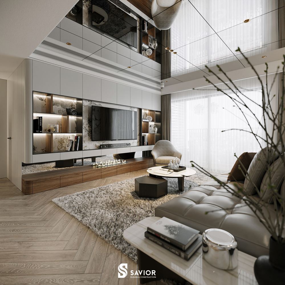 Mẫu thiết kế nội thất phòng khách hiện đại chung cư