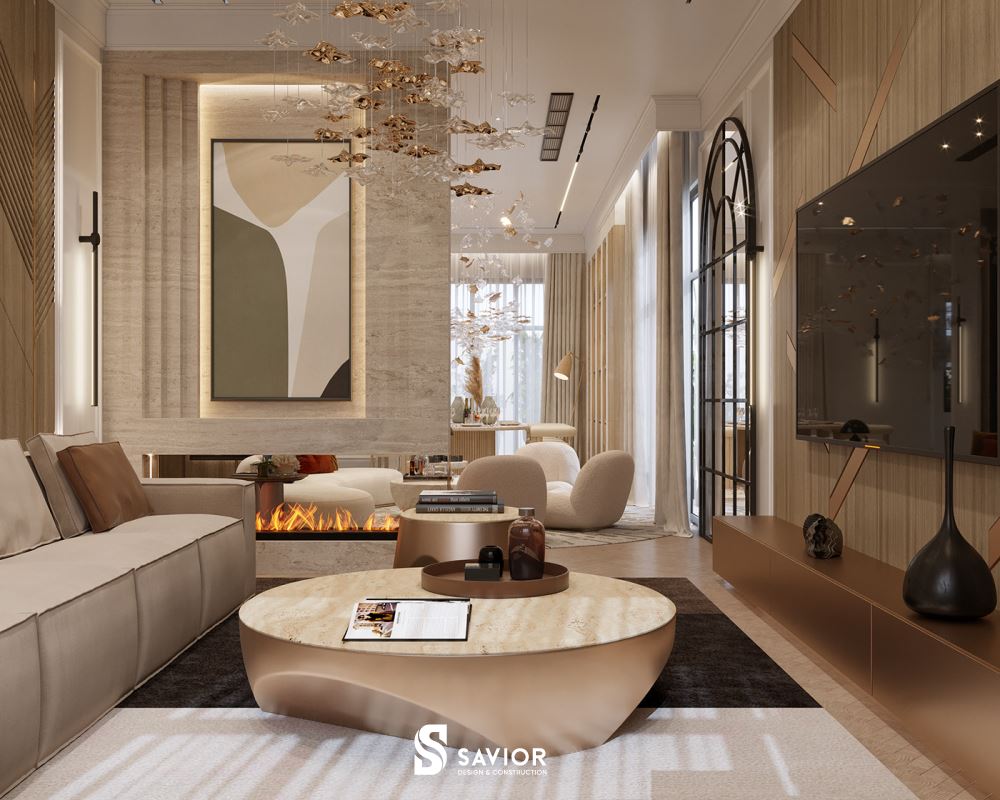 Hai căn phòng khách vừa có sự liên thông, vừa có không gian riêng tư kín đáo