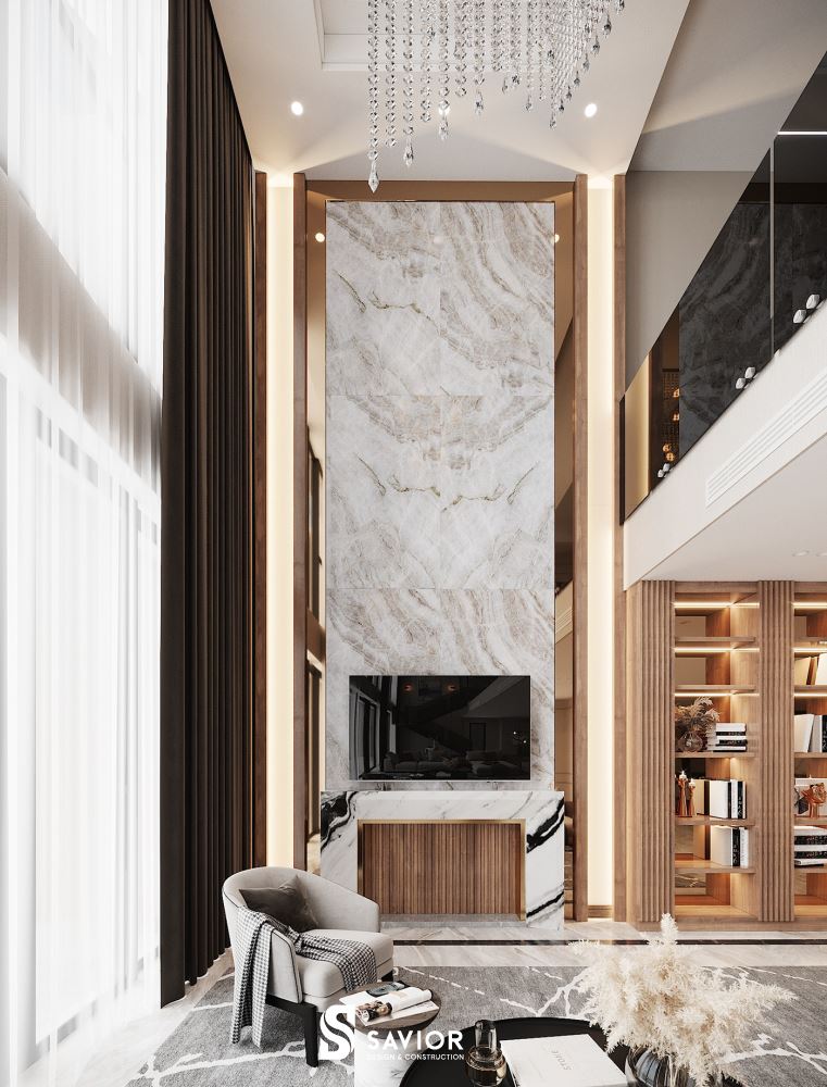 Mẫu thiết kế nội thất phòng khách hiện đại Duplex choáng ngợp