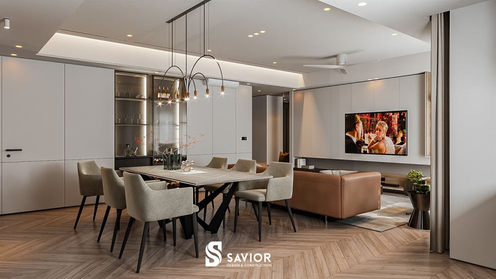 Mẫu thiết kế nội thất phòng khách nhỏ đa dạng theo từng diện tích 18 Hệ trần nhà bằng phẳng, không thiết kế giật cấp