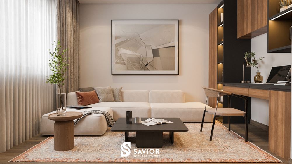 Mẫu thiết kế nội thất phòng khách nhỏ đa dạng theo từng diện tích 21 Mẫu thiết kế nội thất phòng khách nhỏ với phòng làm việc tối ưu