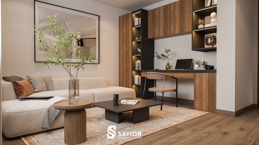 Mẫu thiết kế nội thất phòng khách nhỏ đa dạng theo từng diện tích 22 Gam màu ấm cúng mang nét vẻ đẹp nhẹ nhàng và bình yên