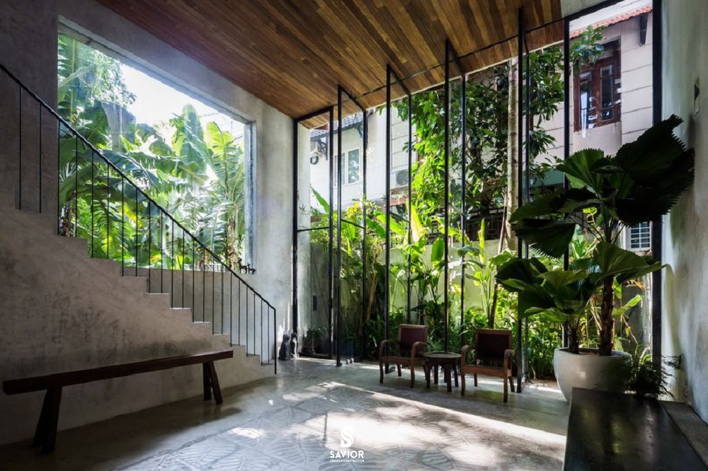 Thiết kế nội thất cùng bài trí cây xanh hài hòa hợp phong thủy 