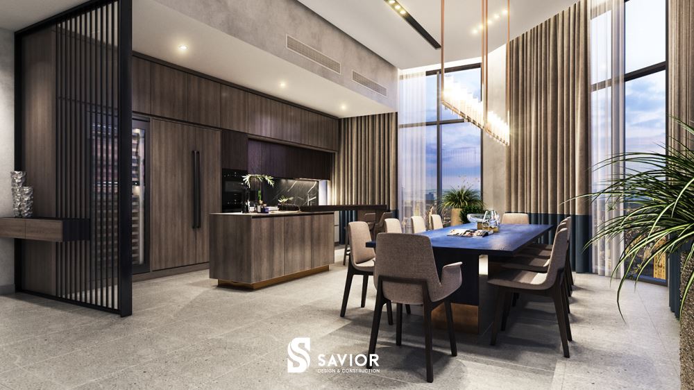 Không gian phòng bếp thiết kế mở thoáng đãng