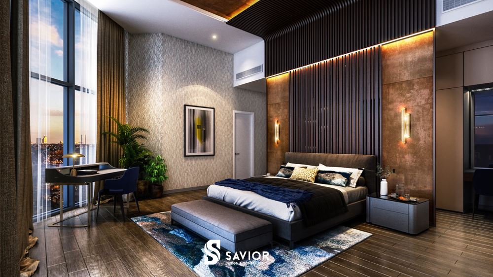 Phòng ngủ Master với gam màu hài hòa, dịu mắt mà vẫn vô cùng ấn tượng