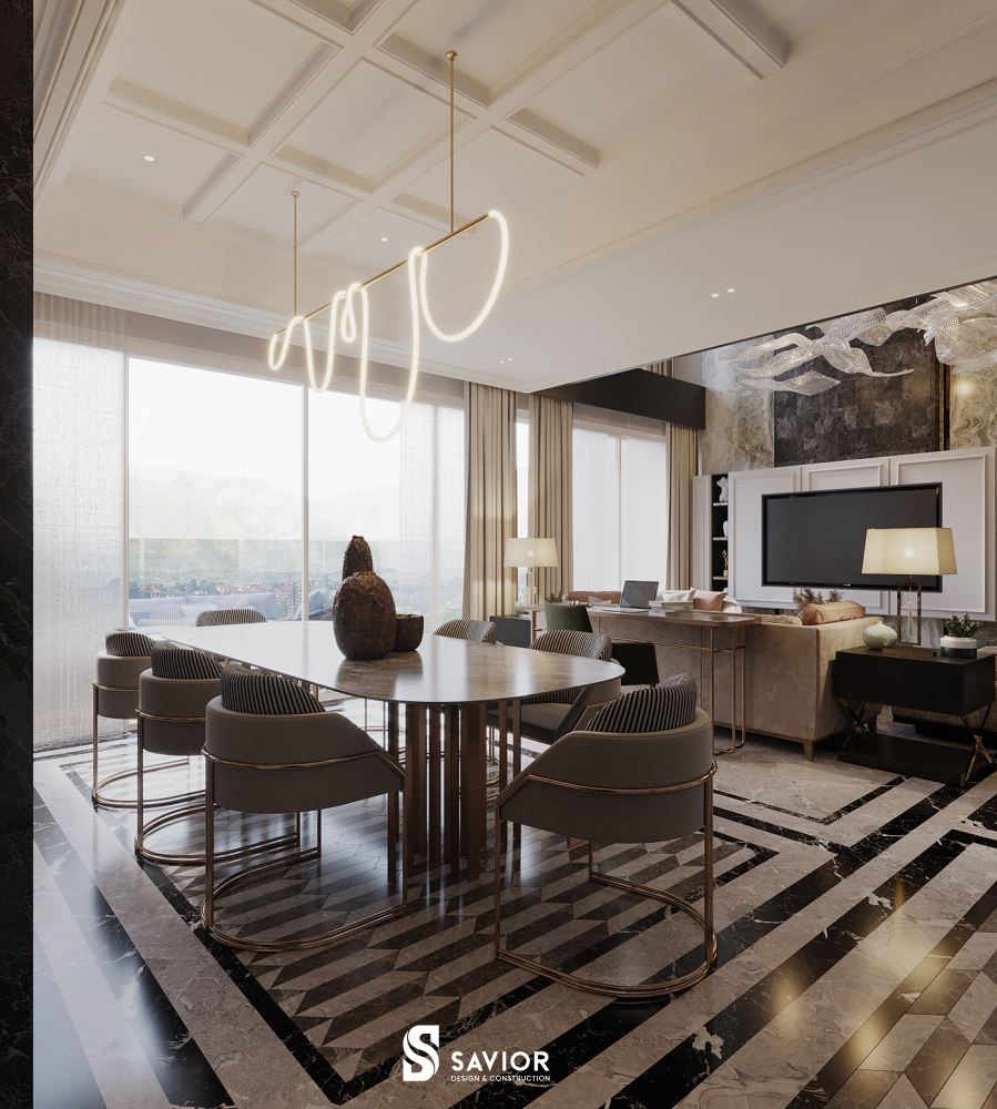 Không gian thiết kế penthouse tân cổ điển sang trọng, tiện nghi và ấn tượng