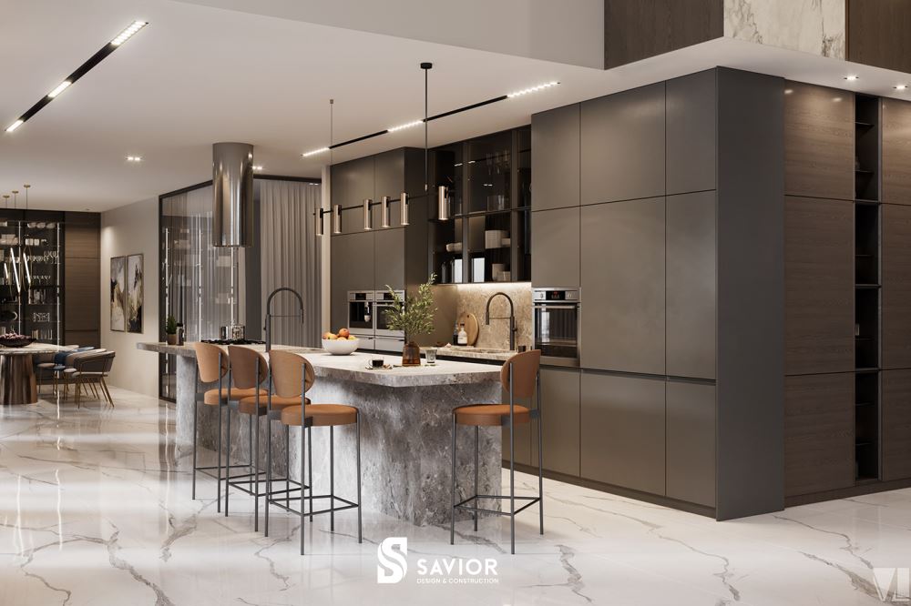 Phòng bếp rộng lớn, tiện nghi và thoáng đãng