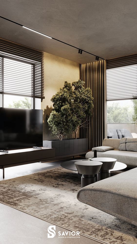 Cây xanh được lồng ghép khéo léo vào không gian nội thất