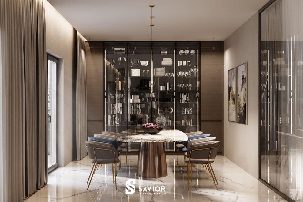 Phòng ăn được thiết kế riêng tư, ấm cúng