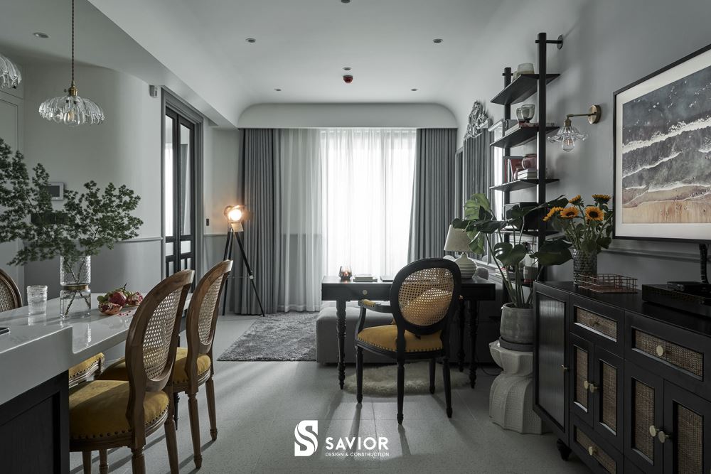 Mẫu thi công nội thất chung cư phong cách Đông Dương truyền thống, sang trọng