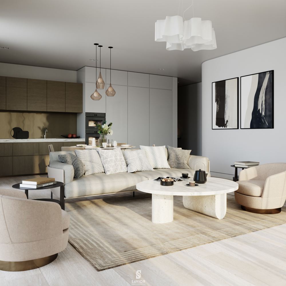 Phòng khách hiện đại theo phong cách tối giản