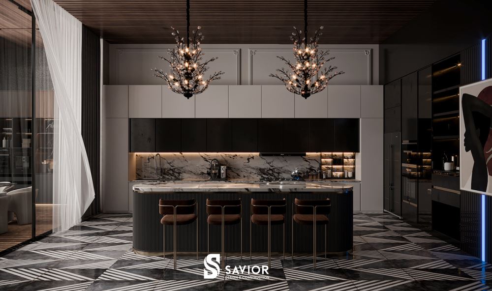 Tổng hợp 25+ Mẫu thi công nội thất biệt thự sang trọng, cuốn hút 3 Nội thất phòng bếp biệt thự tiện nghi, sang trọng