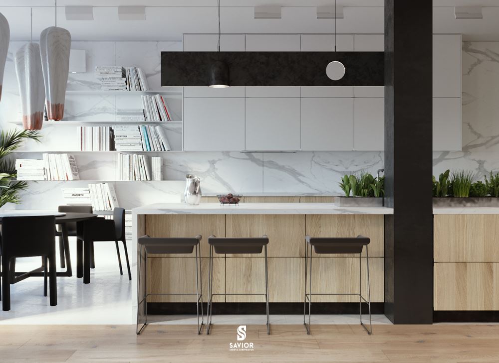 Đảo bếp lớn giúp bạn có nhiều không gian nấu nướng hơn